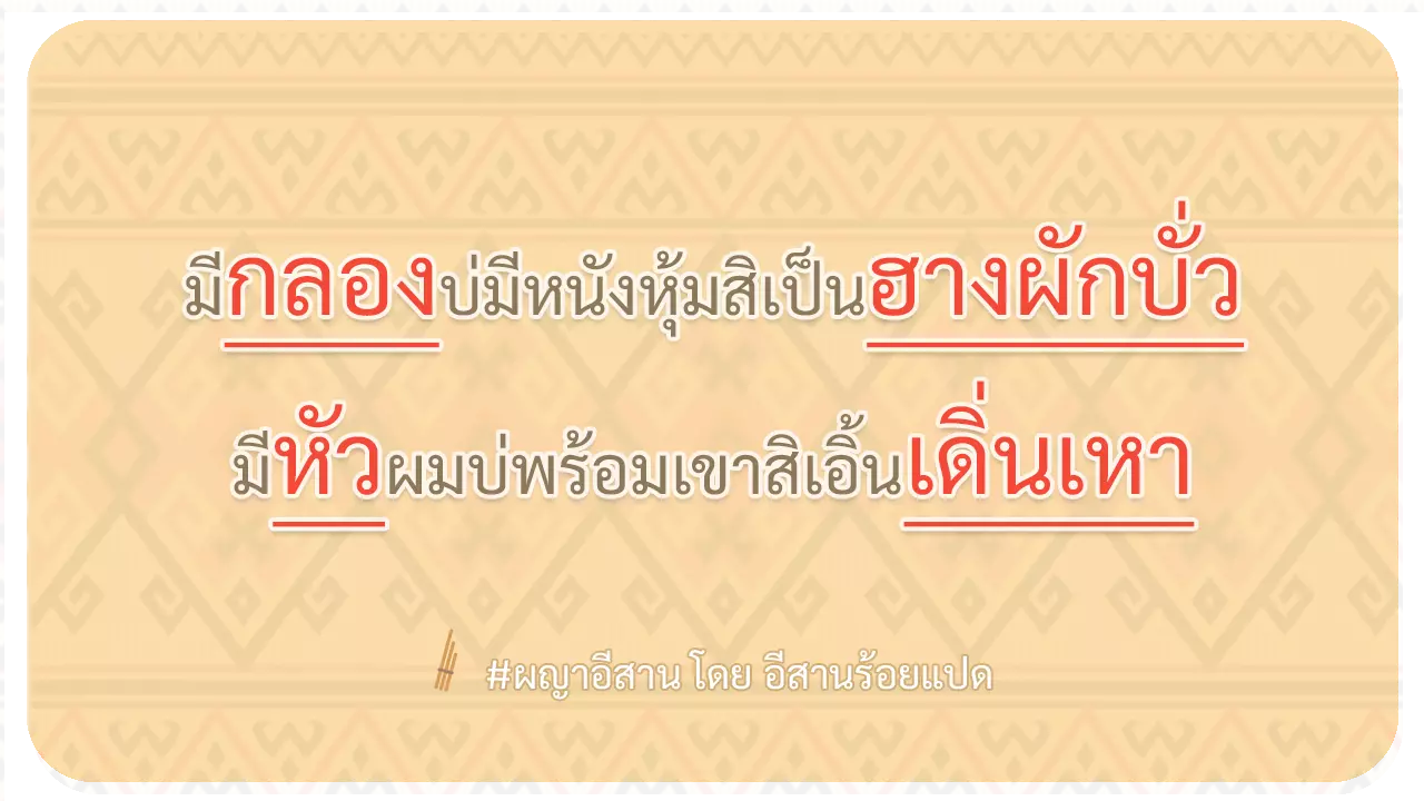 ผญา-มีกลองบ่มีหนังหุ้มสิเป็นฮางผักบั่ว