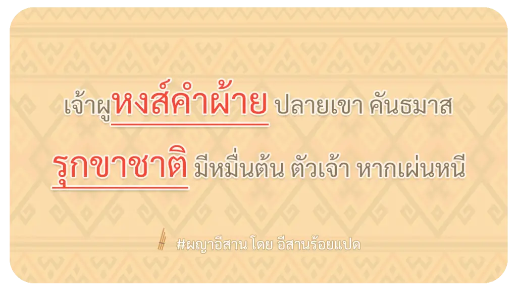 ผญา-เจ้าผูหงส์คำผ้าย-ปลายเขา-คันธมาส