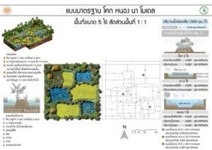 แบบมาตรฐาน โคก หนอง นา โมเดล พื้นที่ขนาด 5 ไร่ สัดส่วนพื้นที่ 1:1