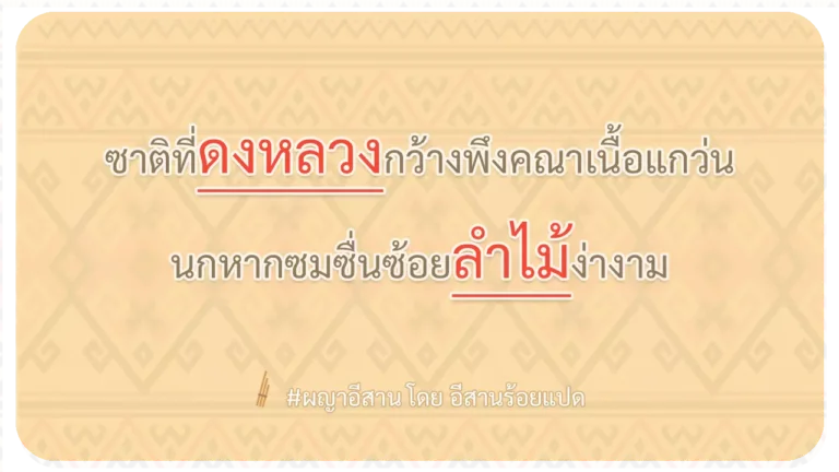 ผญา-ซาติที่ดงหลวงกว้างพึงคณาเนื้อแกว่น