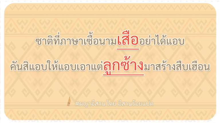 ผญา-ซาติที่ภาษาเซื้อนามเสืออย่าได้แอบ
