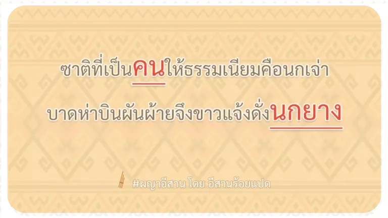 ผญา-ซาติที่เป็นคนให้ธรรมเนียมคือนกเจ่า