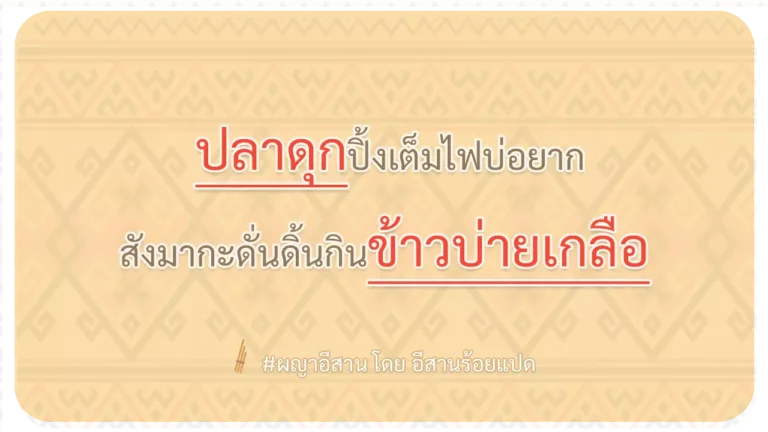 ผญา-ปลาดุกปิ้งเต็มไฟบ่อยาก