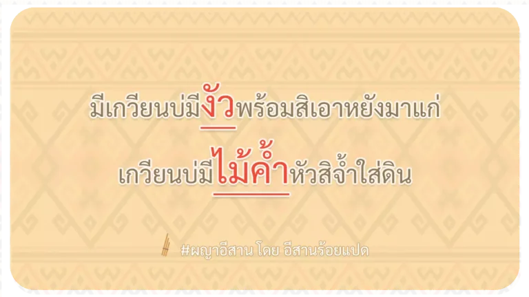 ผญา-มีเกวียนบ่มีงัวพร้อมสิเอาหยังมาแก่