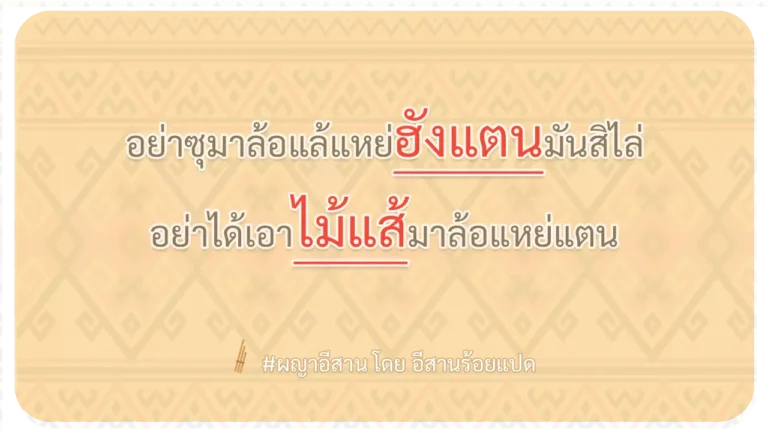 ผญา-อย่าซุมาล้อแล้แหย่ฮังแตนมันสิไล่