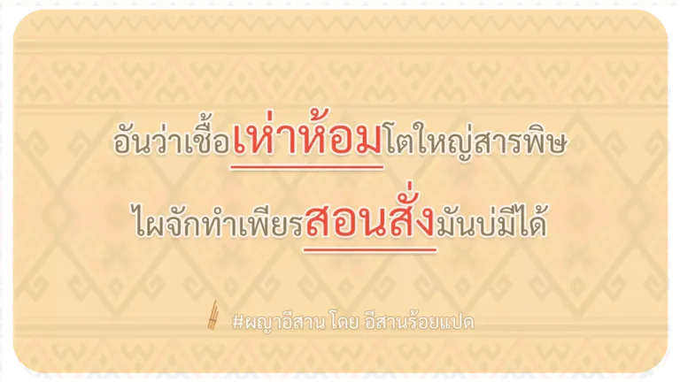 ผญา-อันว่าเชื้อเห่าห้อมโตใหญ่สารพิษ