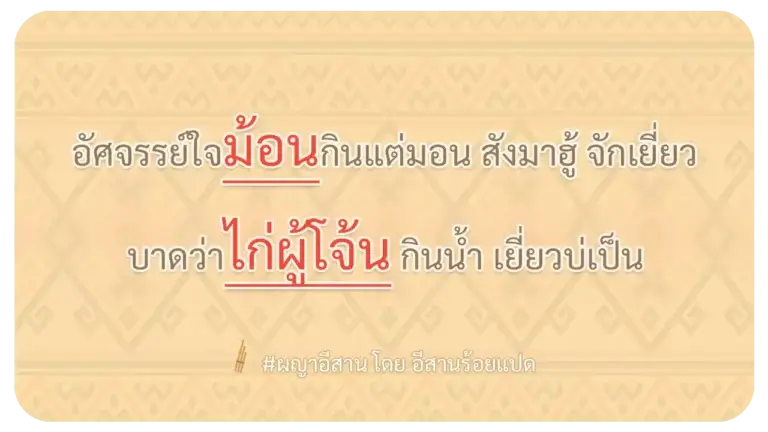 ผญา-อัศจรรย์ใจม้อนกินแต่มอน สังมาฮู้ จักเยี่ยว