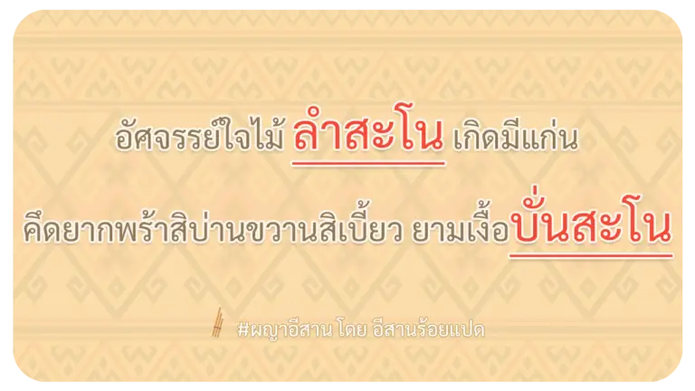 ผญา-อัศจรรย์ใจไม้-ลำสะโน-เกิดมีแก่น
