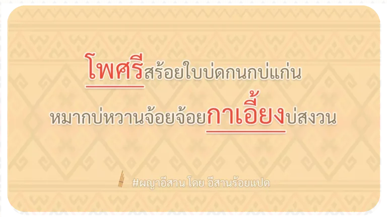 ผญา-โพศรีสร้อยใบบ่ดกนกบ่แก่น