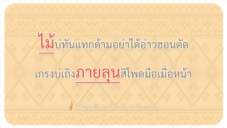 ผญา-ไม้บ่ทันแทกด้ามอย่าได้อ่าวฮอนตัด